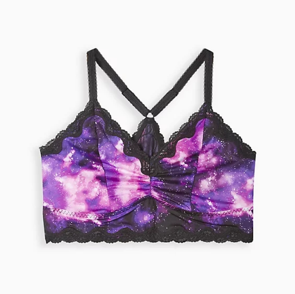 🎊UNLINED MICROFIBER WITH LACE TRIM PRINTED BRALETTE - Picture 3 of 3